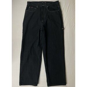 Raw Edge Wide Leg Denim Jeans Men's 36x32 Black Baggy Skater Streetwear Urban